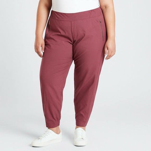 Athleta Trekkie North Jogger Pants Rosewood Pink 22 Plus Stretch Zip Pockets - Picture 1 of 10